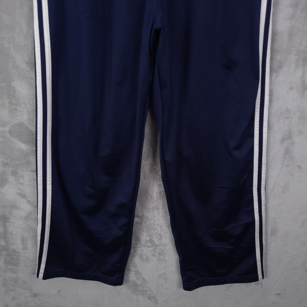 Vintage Adidas Track Pants Navy Blue Sz L Snap Button Sides Stripes Athletic Y2K - Picture 11 of 16